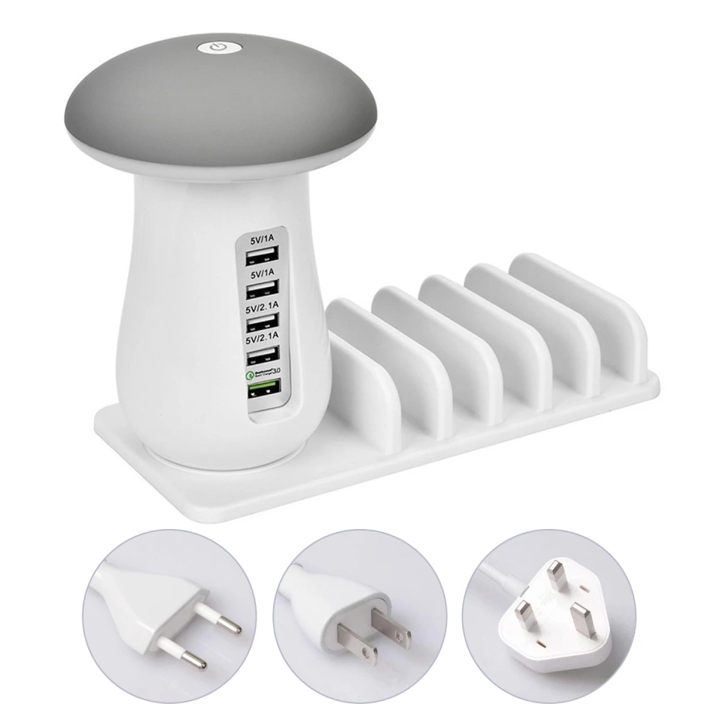 Compatible With Besegad Mushroom LED Light Lamp USB Charging Dock Station Organizer With 5-Port For Galaxy Smart Tablet