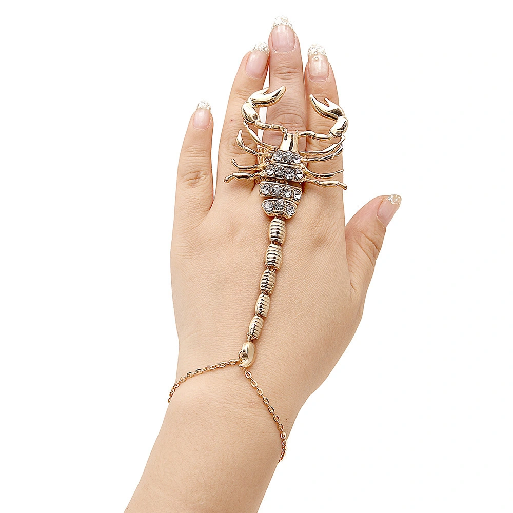 Alloy Diamond Scorpion Hand Ring Bracelet