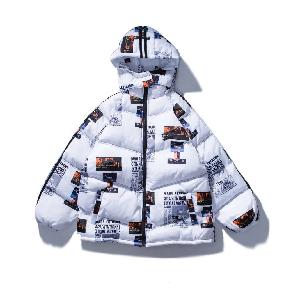National tide letter printing couple cotton coat