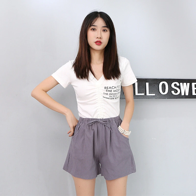 High Waist Three Quarter Pants, Large Size Thin Section, Foreign Trade Casual Wide Leg Shorts