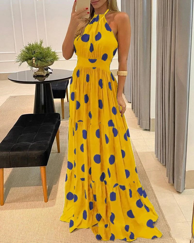 Women's Dress Polka Dot Halter Dress
