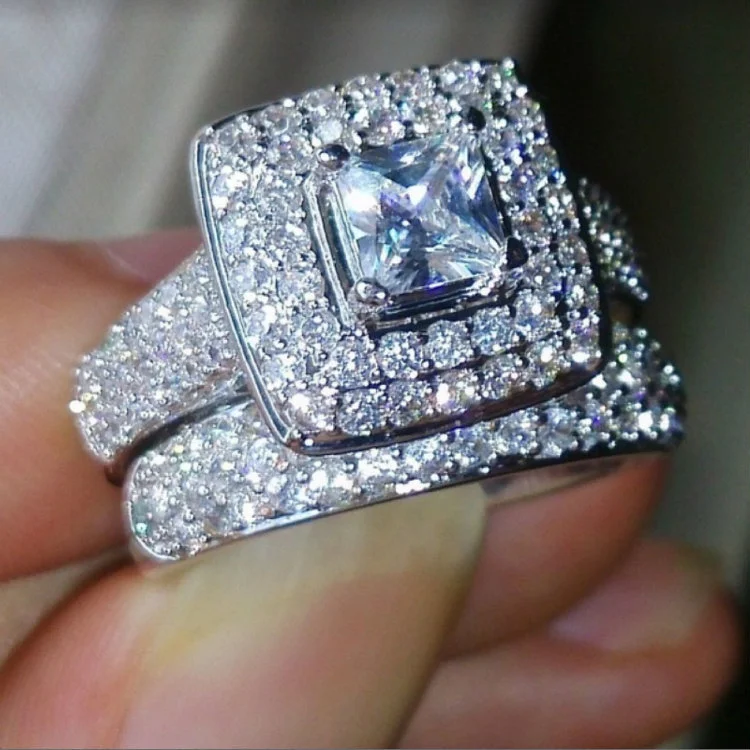 White Zircon Couple Ring
