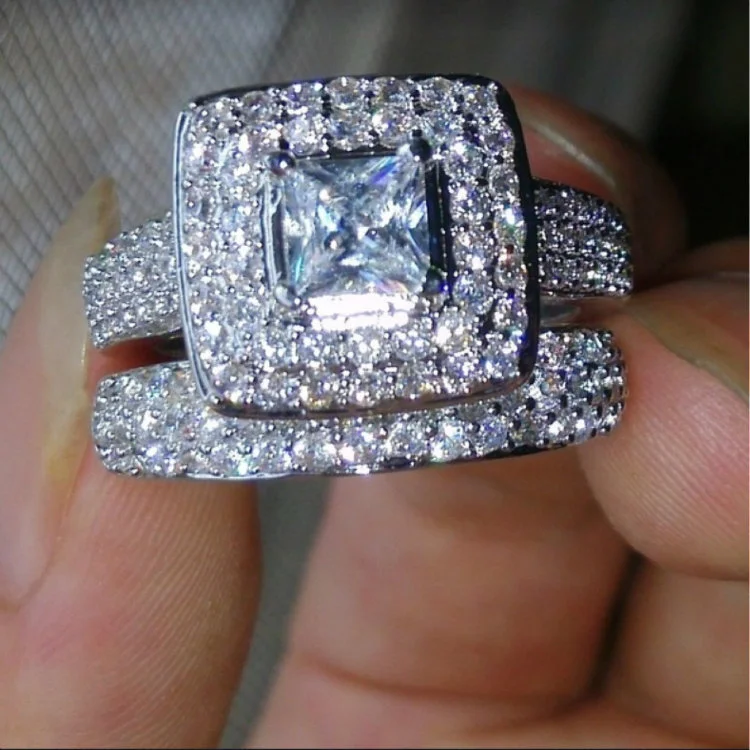 White Zircon Couple Ring