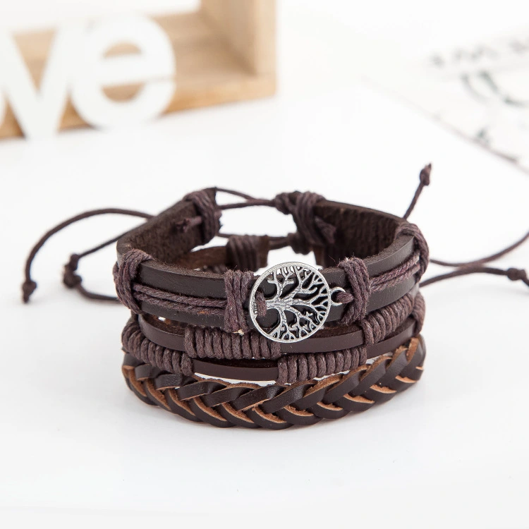 Multilayer vintage peace tree bracelet