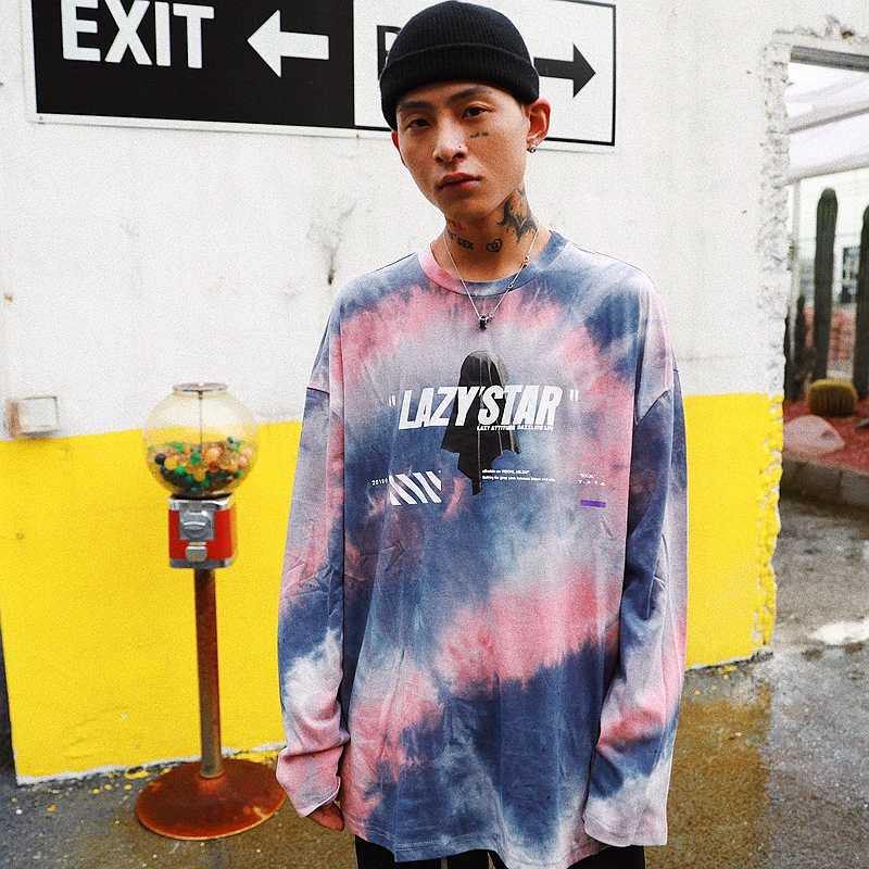 Tie-dye gradient color round neck sweater