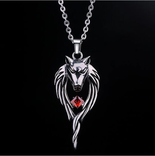 Men's Titanium Steel Wolf Head Totem Necklace Pendant