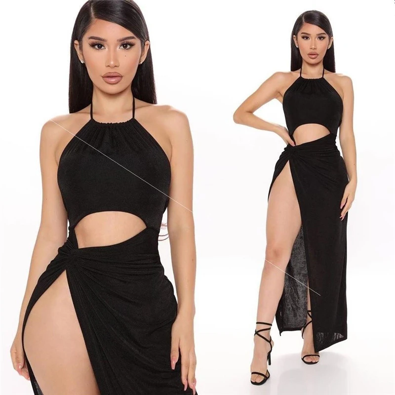 Summer New Style Off-Shoulder Split Long Skirt Women Dress