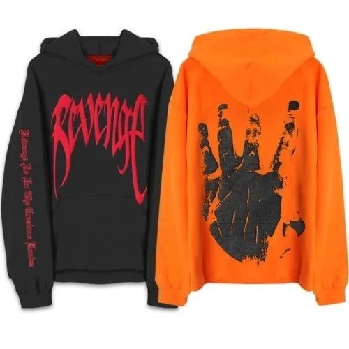 Printed palm men's hooded sweater