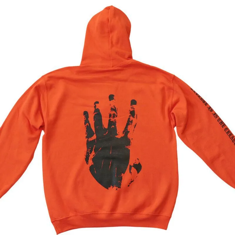 Printed palm men's hooded sweater