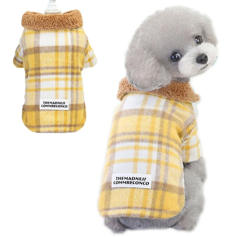 Pet plaid two-leg cotton coat