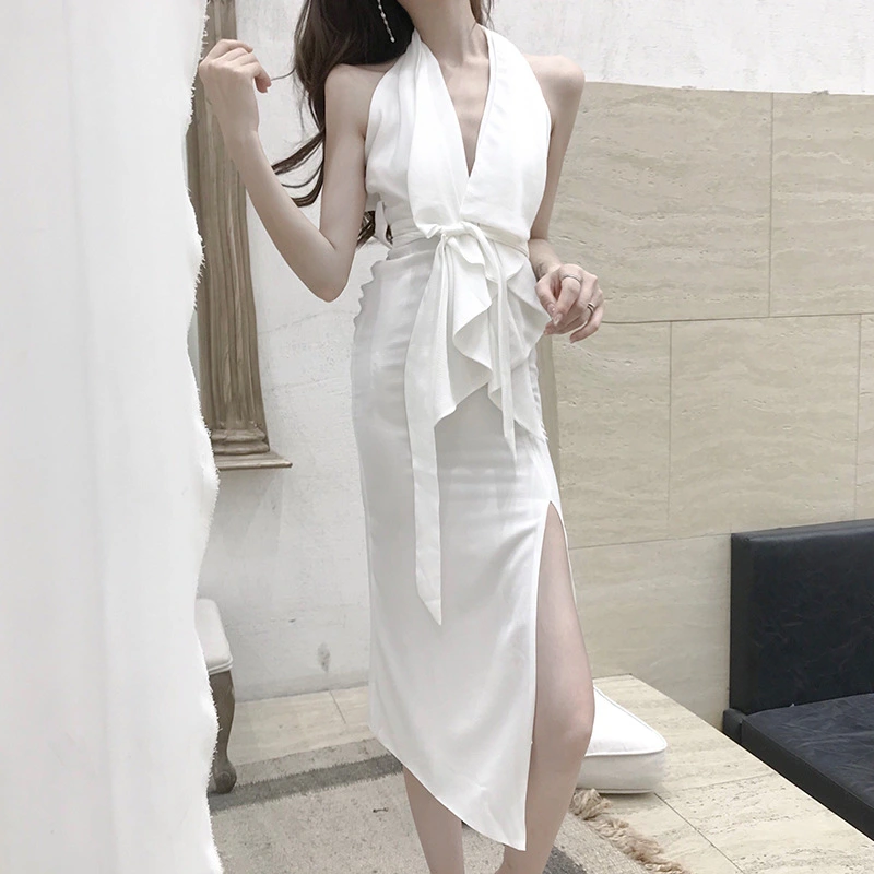 Lace-up design dress