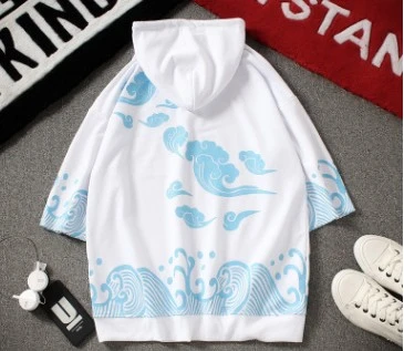 New men's sweater printed hat short sleeved pullover casual