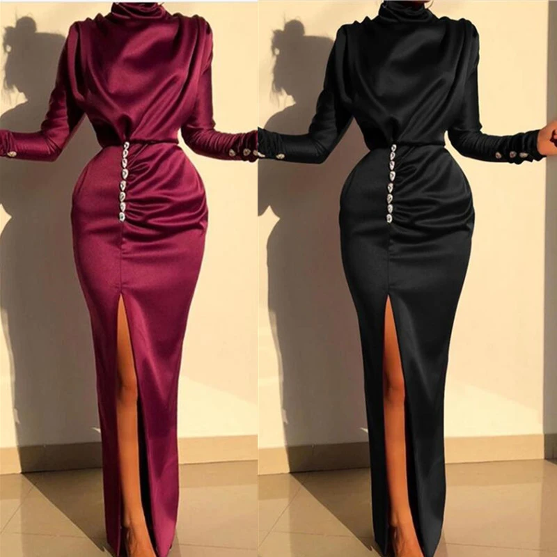 Long sleeve sexy split skirt