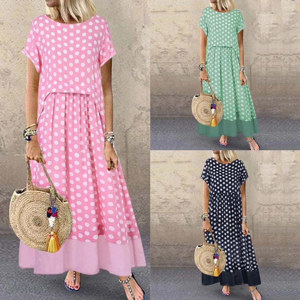 Fake two-piece polka dot print dress