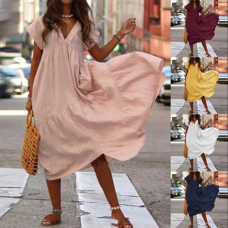 V-neck long dress