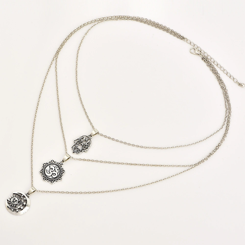 Moon Pendant Multilayer Necklace