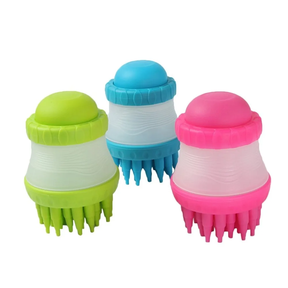 Practical Design Multifunctional Pets Scrub Buster Soft Silicone Dog Washing Brush Built-in Shampoo Reservoir