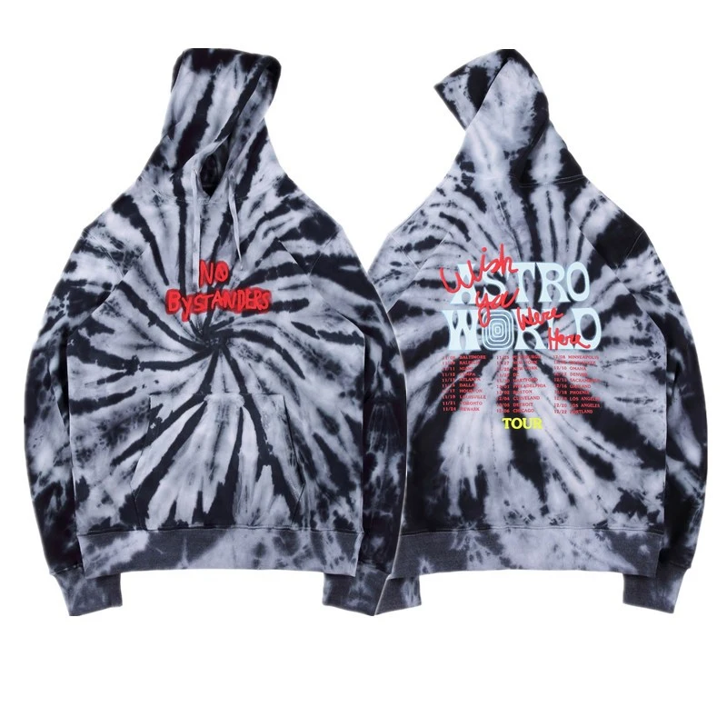 European and American Hip Hop Hoodie Black Hole Vortex Tie Dye