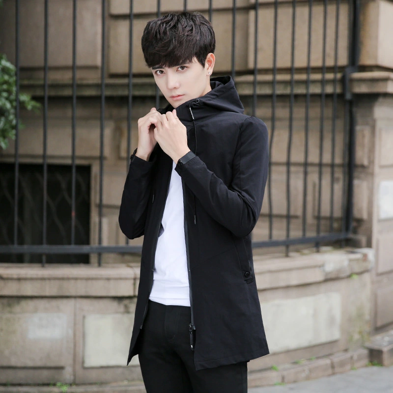 Men's coats in spring and autumn, autumn 2021 Korean men's slim sportswear thin jacket in the long jacket