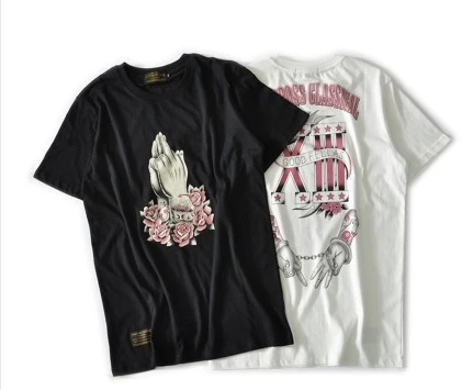 Summer new style personalized printed cotton short sleeved T-shirt, lovers loose half sleeved T-shirt, men and women wear clothes.
