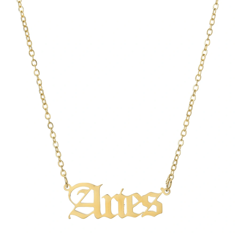 Vintage English alphabet twelve constellation necklace