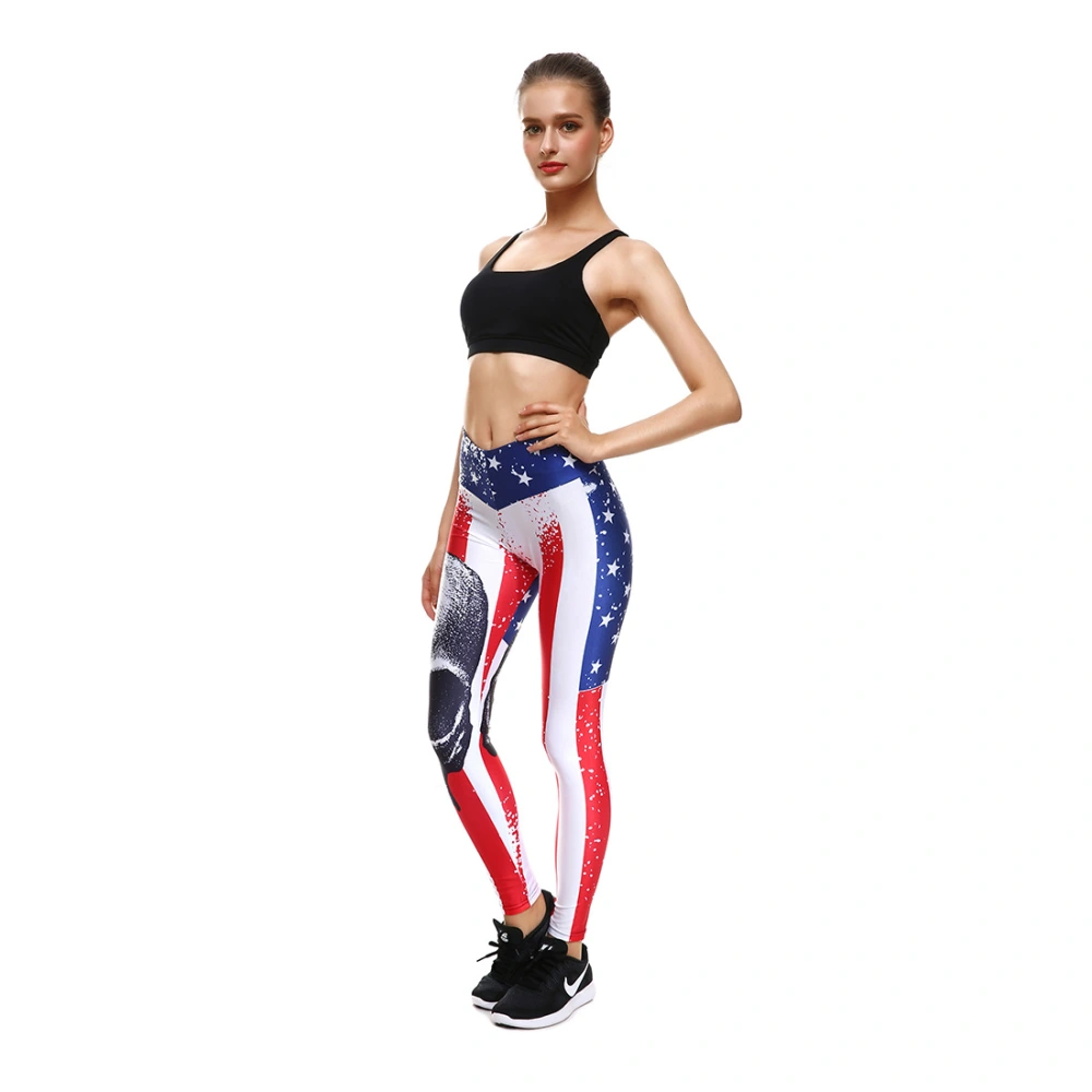 Star vertical strip print ladies slim leggings