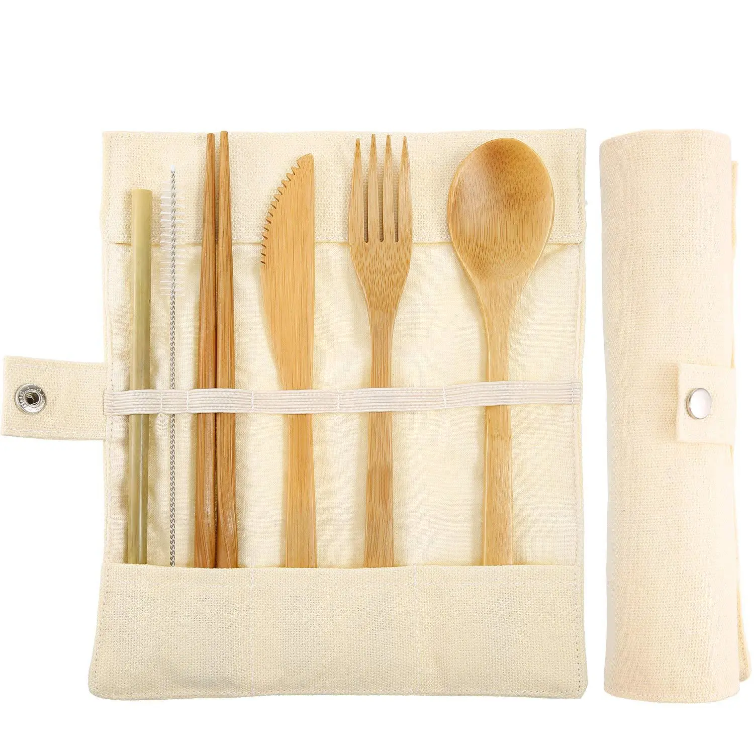 Reusable Environmentally Friendly Portable Fork And Spoon Bamboo Tableware Set