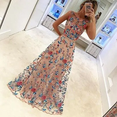 Embroidery Evening Dress