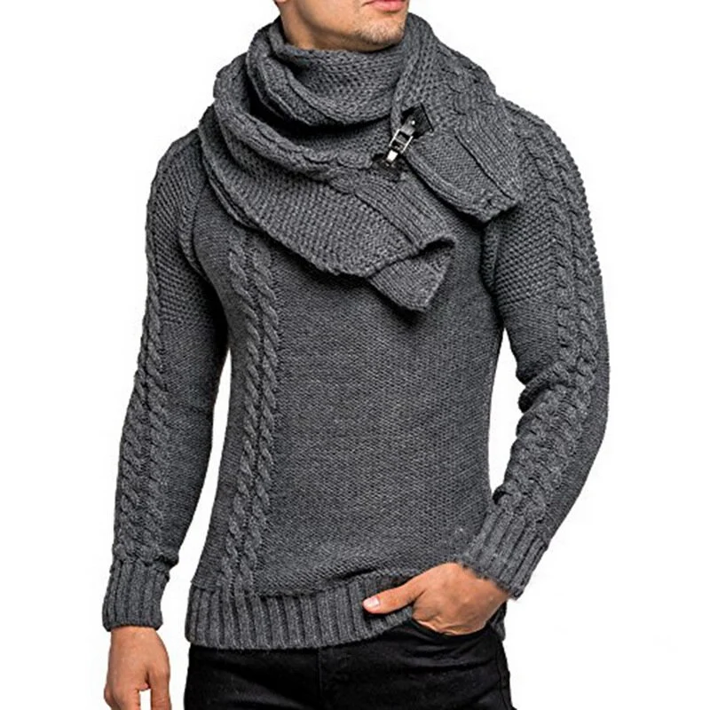 Sweater European and American fashion men's bib Slim pullover knitted sweater men