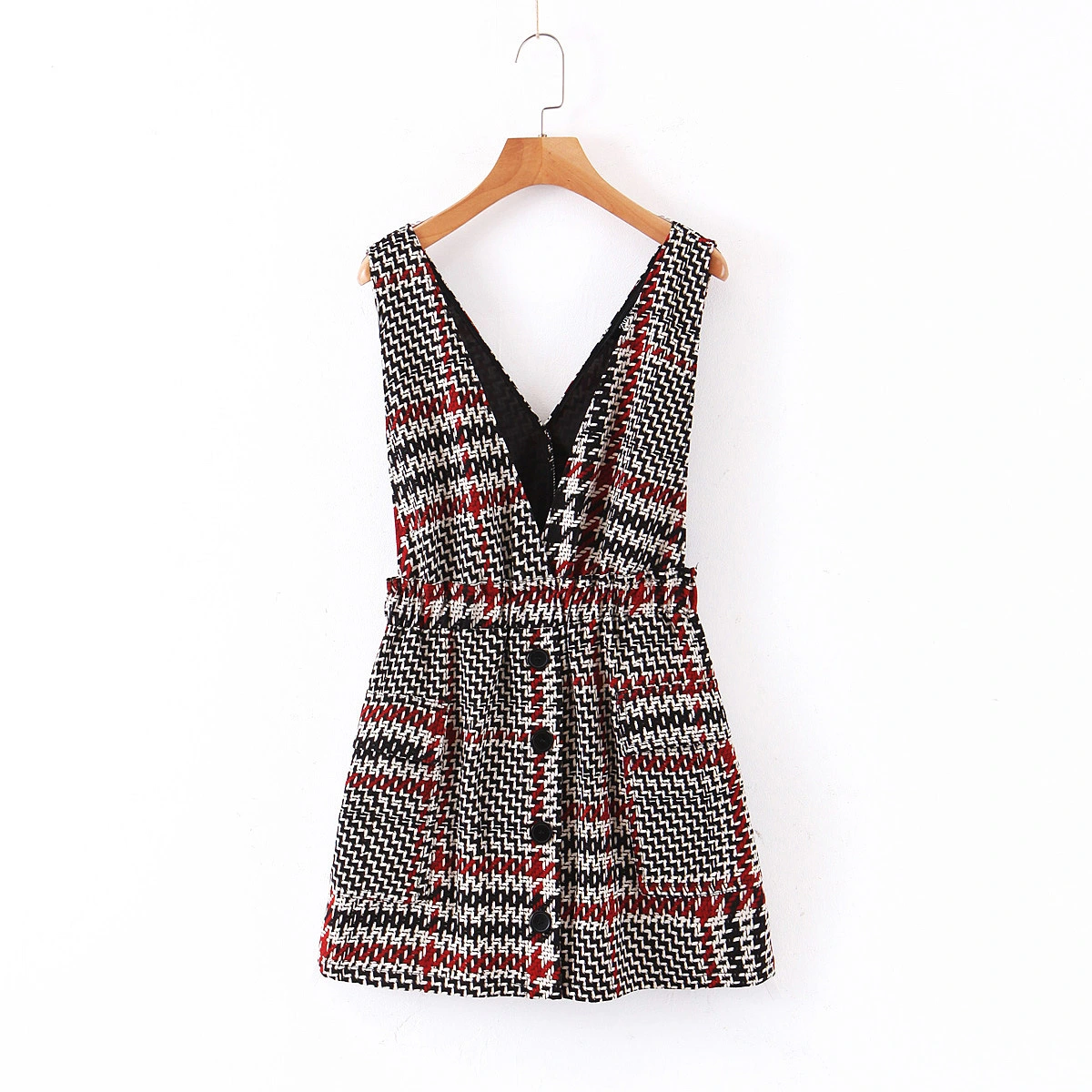 Slim Short Plaid Vest Skirt