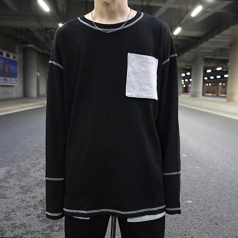 series line reverse design pocket wide  T-shirt