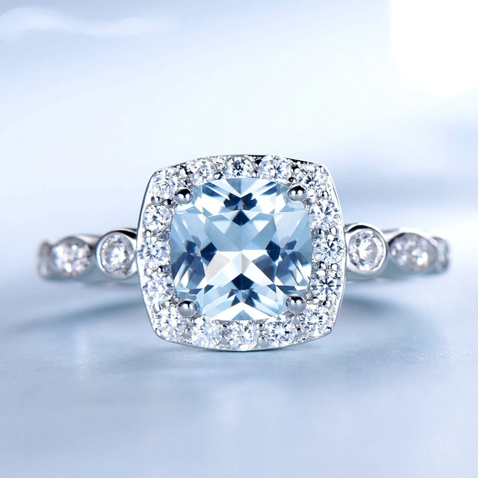 Pure Silver Ring Blue Topaz Ring