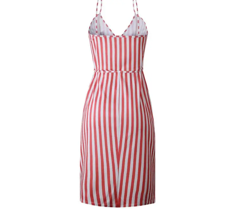 Summer fashion print with striped sling female dress