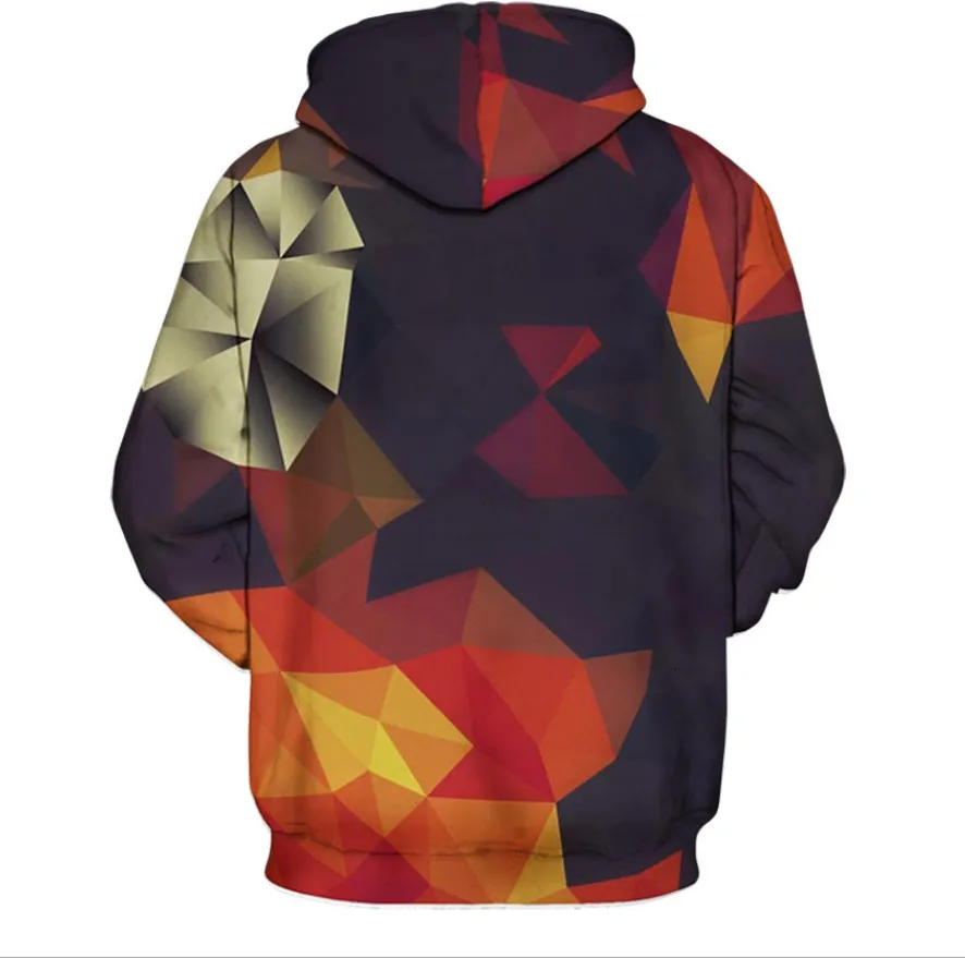 Printed hooded pocket pullover sweater