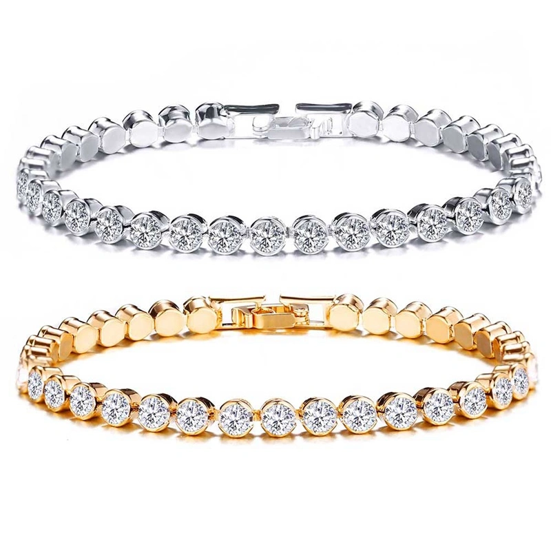 Full Diamond Single Row Bracelet Roman Crystal