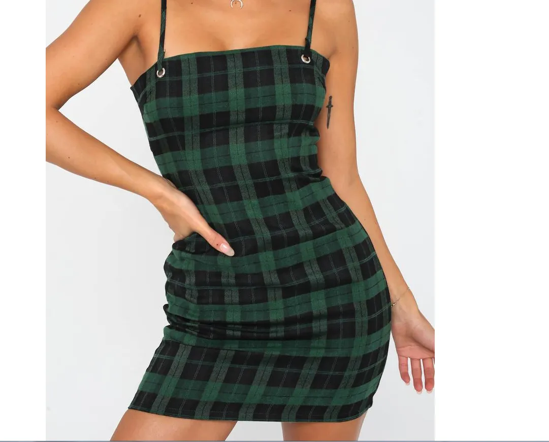 ERIKA GREEN PLAID DRESS
