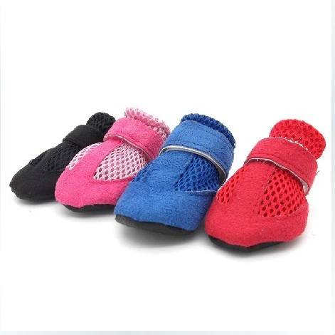 Fast selling high-end dog suede cloth shoes (4 color) antiskid sole, spring and summer pet shoes 4 / set