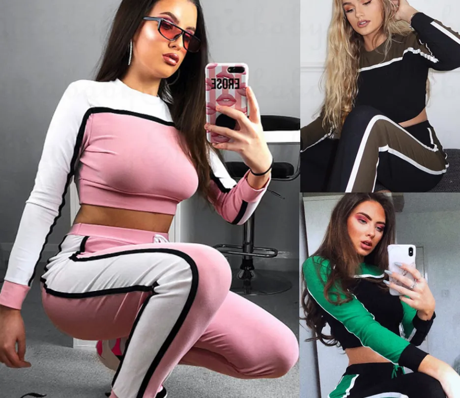 Autumn and winter explosions hot color matching strips buy tops trousers casual suit