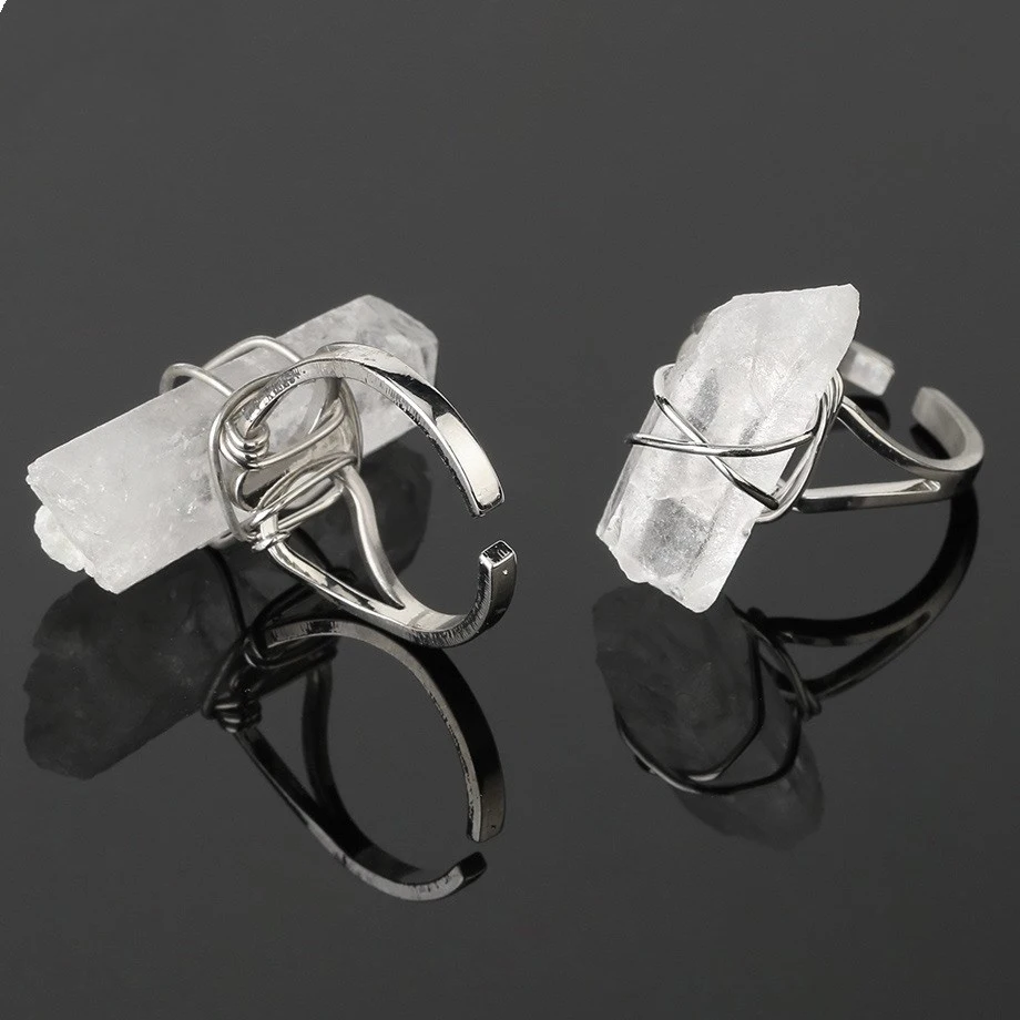 Twisted white crystal ring
