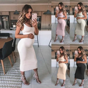 Strap Solid Color Maternity Dress