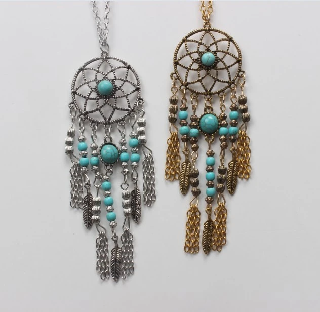 Trendy Style Dreamcatcher Pendant Mandala Lotus Necklace Yoga Pendant Jewelry Dream Catcher Necklace