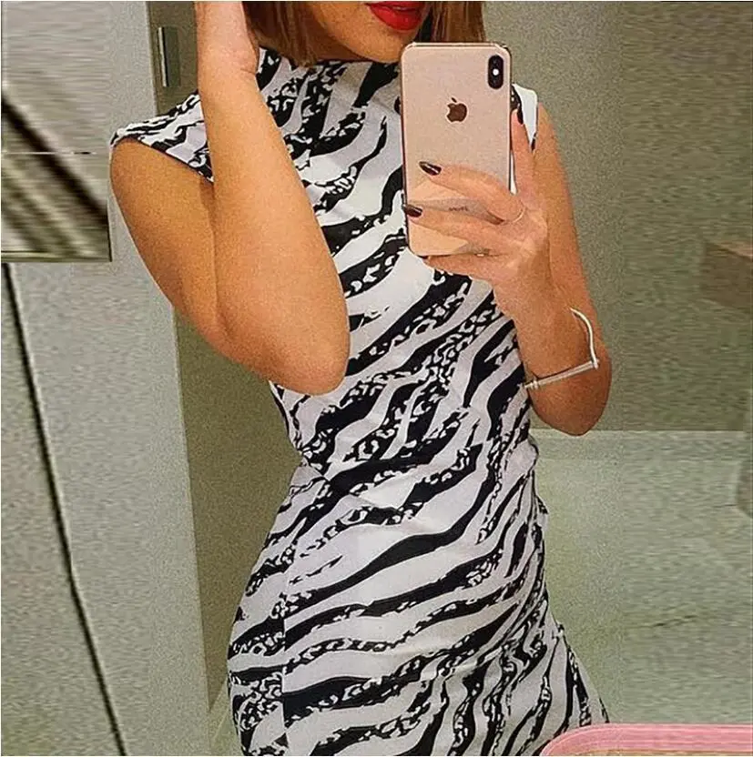 Sleeveless Zebra Print Dress