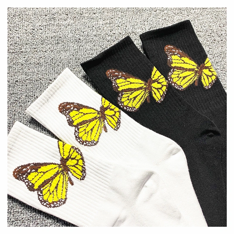 Angel Pure Cotton Black And White Tube Street Fashion Socks
