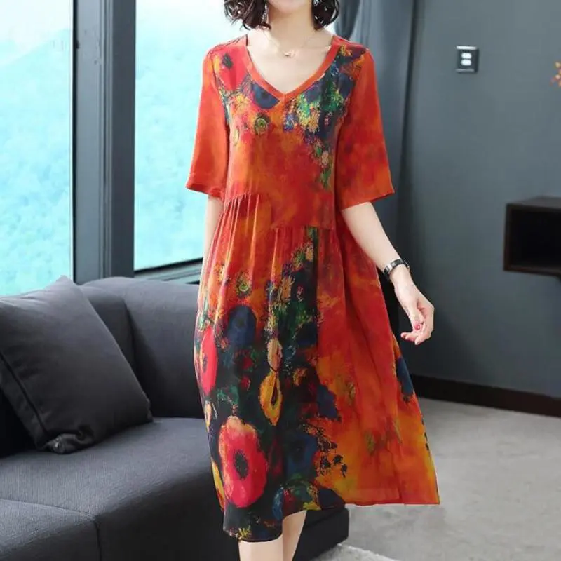 Printed silk dress