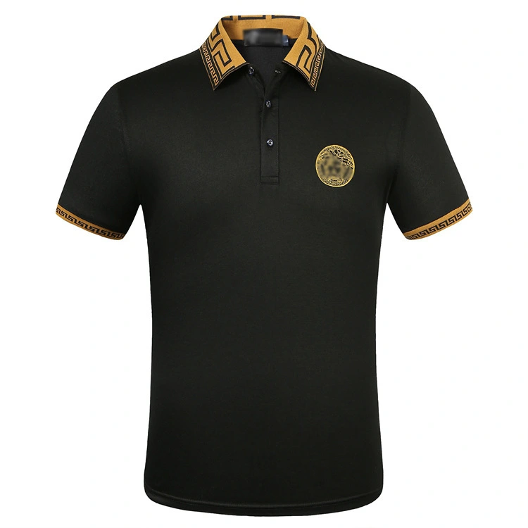 Plain cotton embroidered short-sleeved t-shirt
