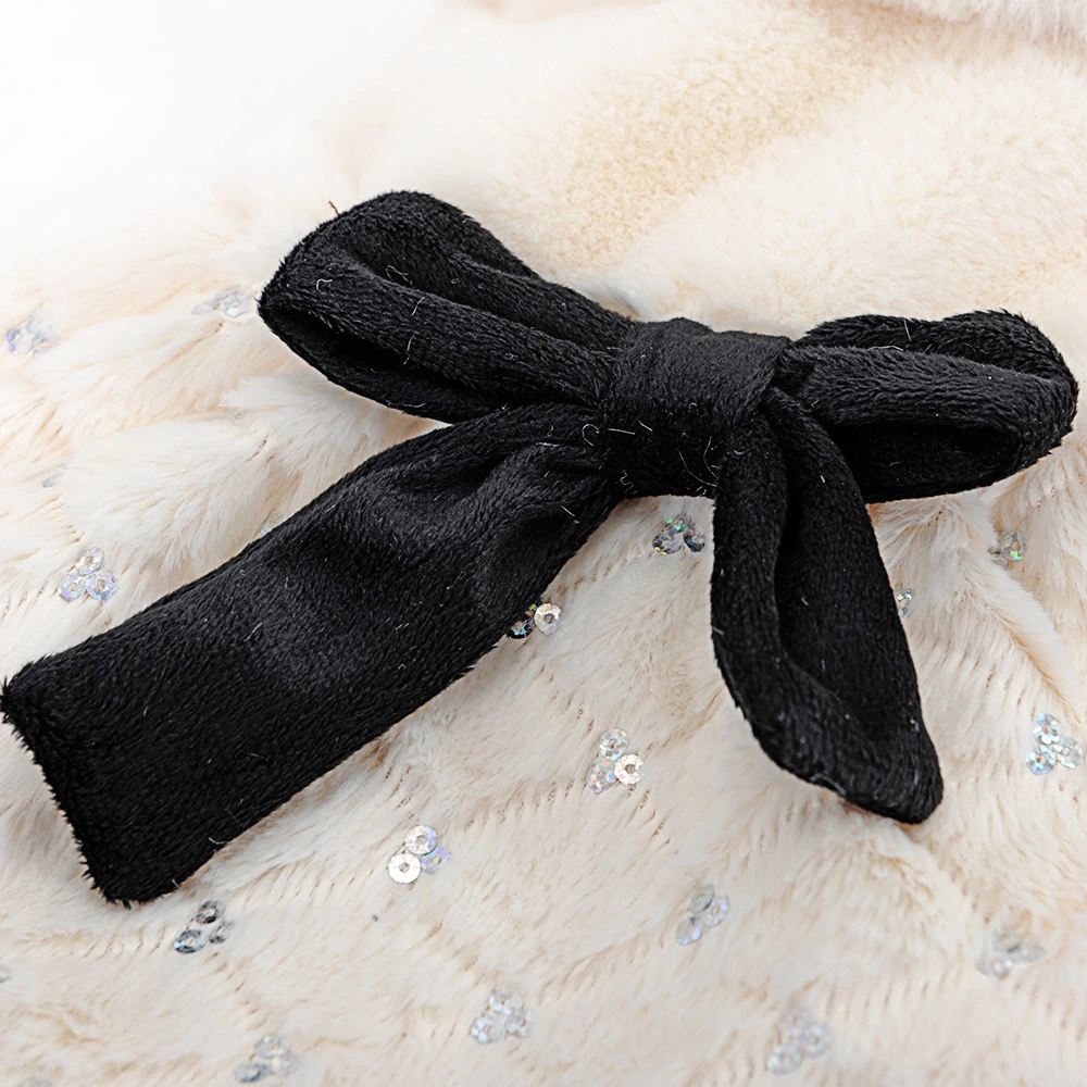 Elegant bow plush coat dog clothes Bomei Teddy clothes spring and autumn wear breathable pet clothes
