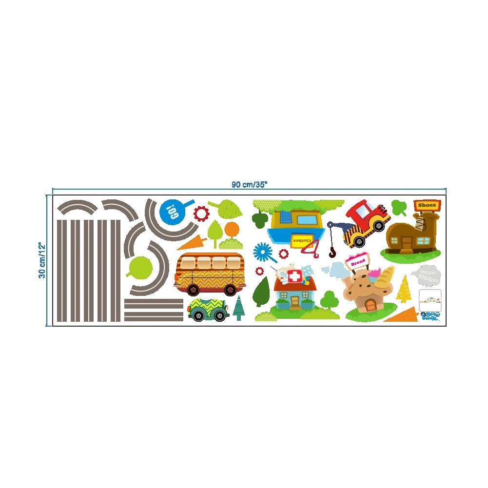 Bedroom Wall Decoration Sticker Wallpaper Cartoon Car