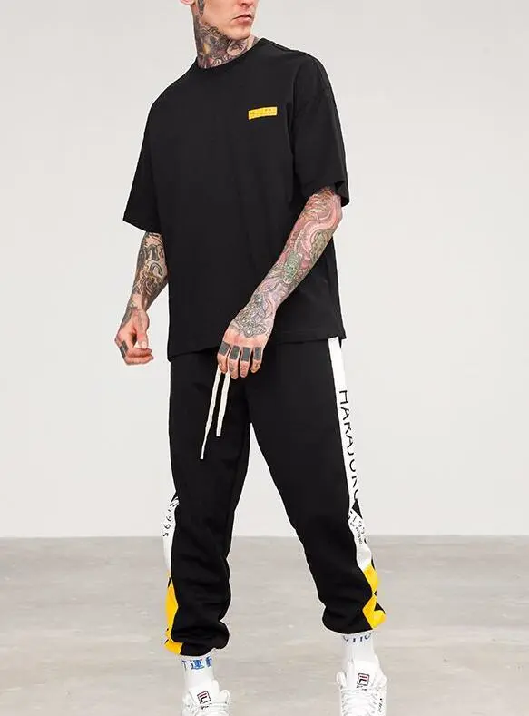 Ribbon printed letter ribbon short-sleeved T-shirt male