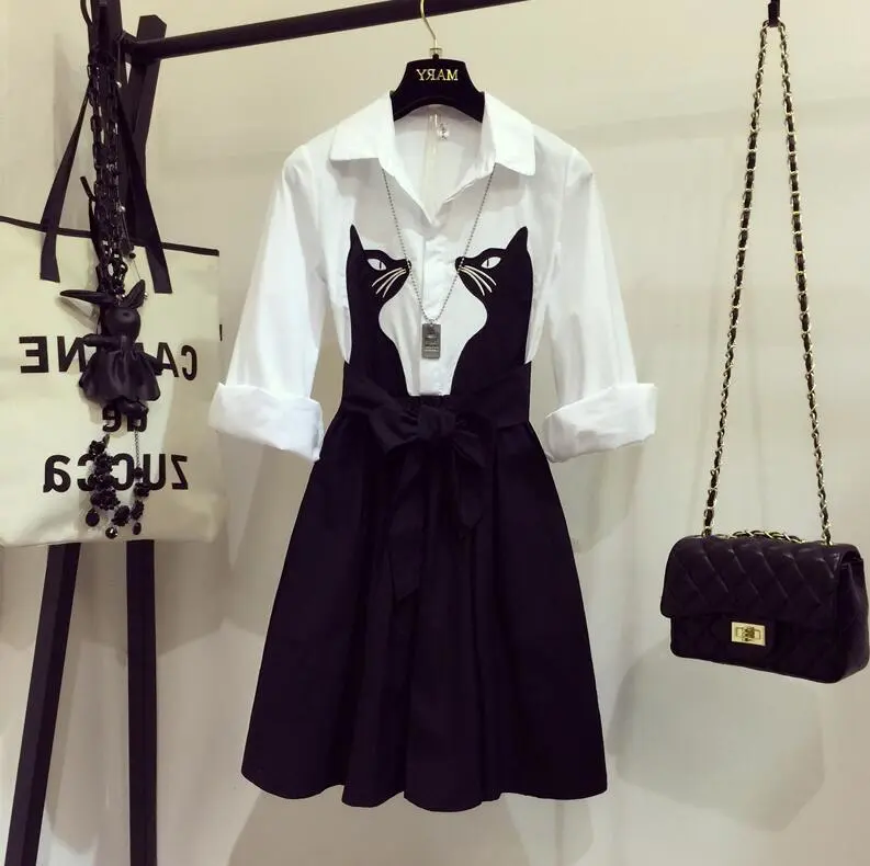 College style white shirt dress