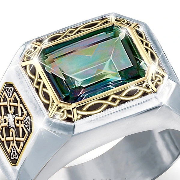 Square gem men's ring
